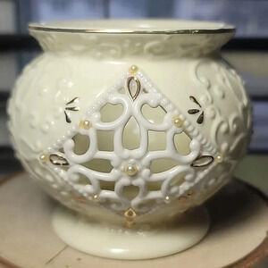Madison and Max Cream Colored Porcelain Votive Candle Holder